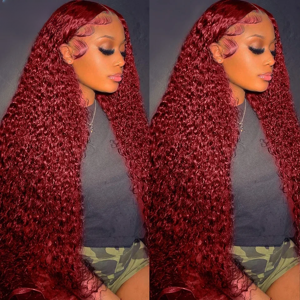 Burgundy Kinky Curly Lace Frontal Wig