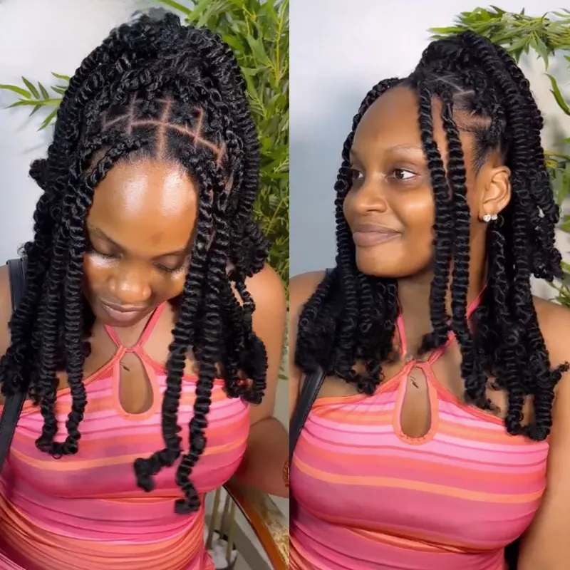 Spiral Curls Braided Wigs
