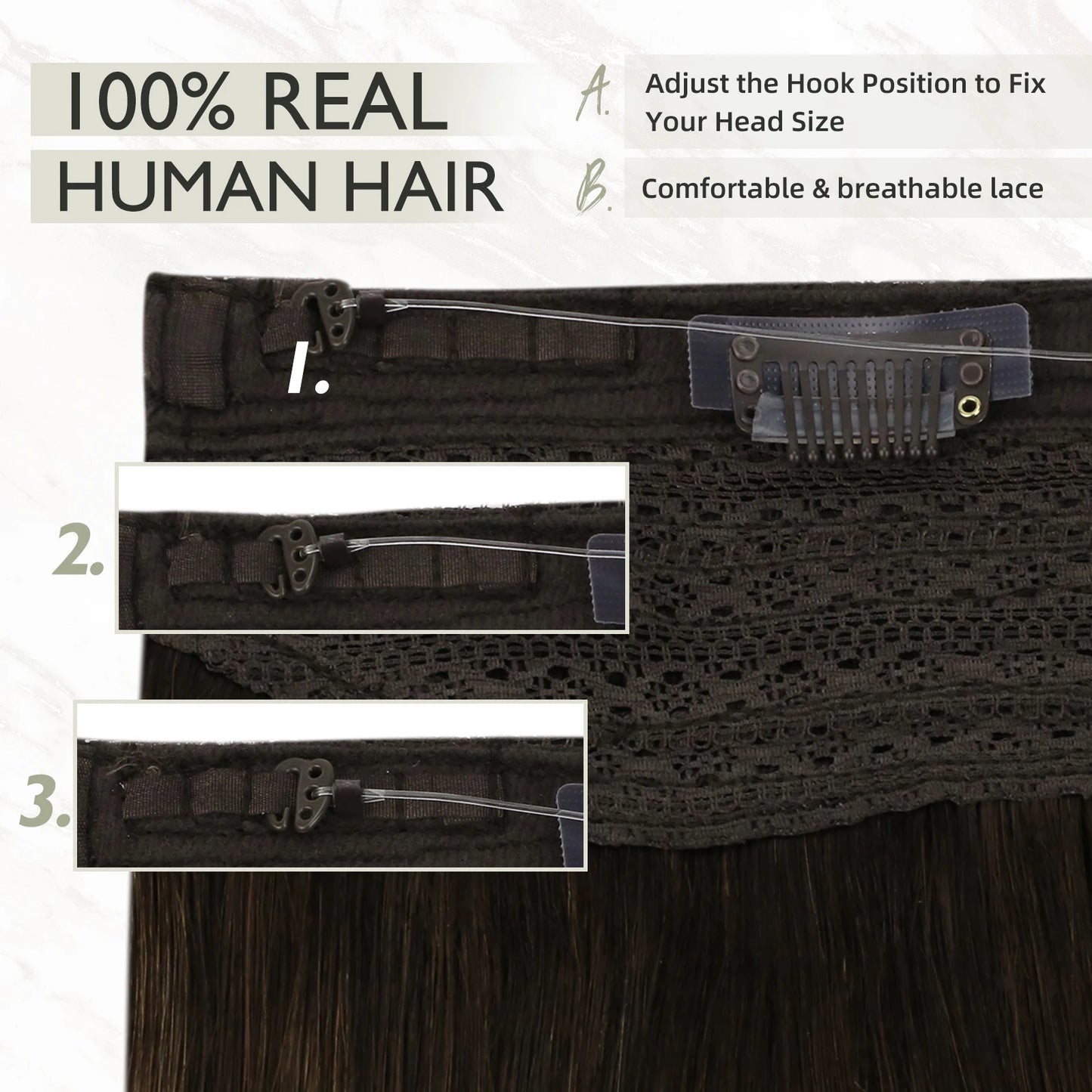Natural Human Hair Extensions Fish Wire