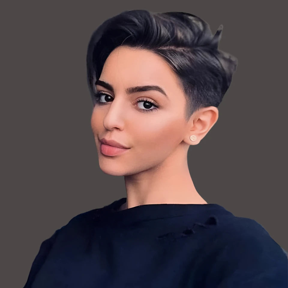 Straight Lace Part Pixie Human Hair Wig