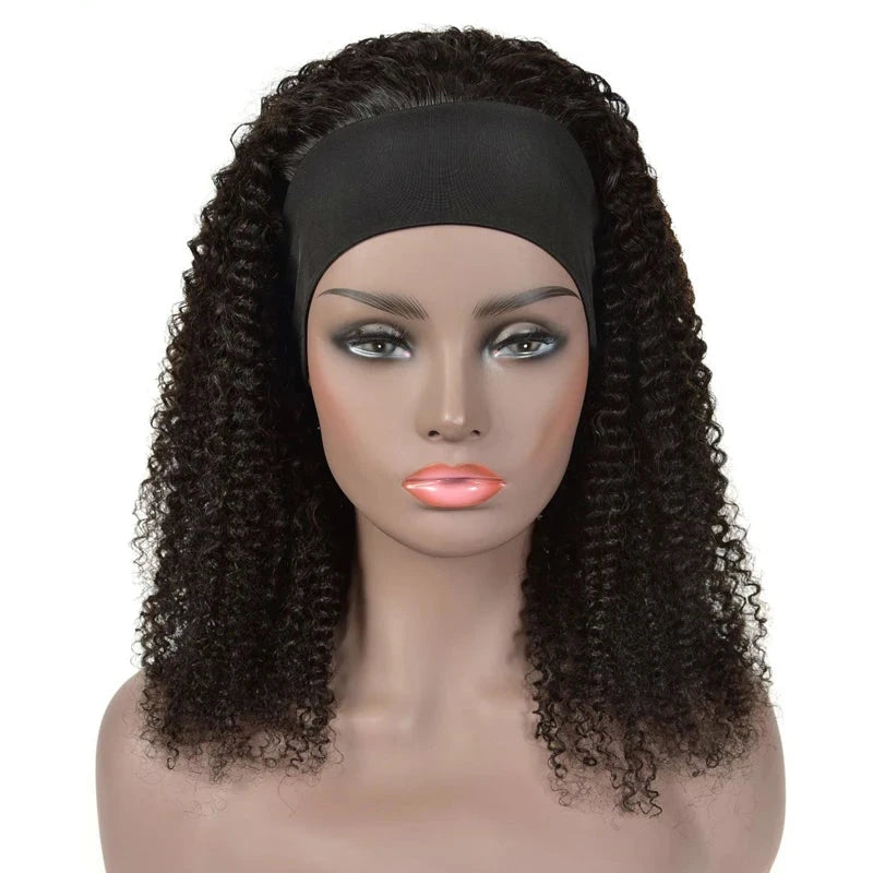 Kinky Curly Headband Human Hair Wig