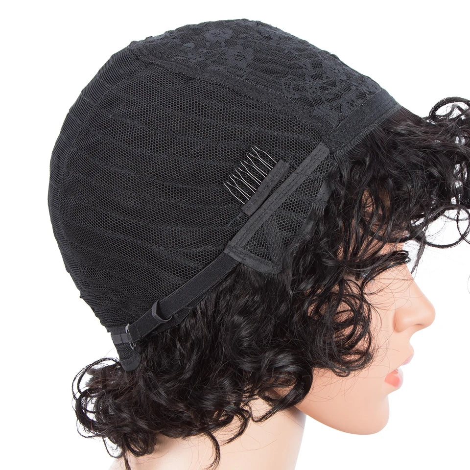 Pixie Kinky Curly Human Hair Wigs