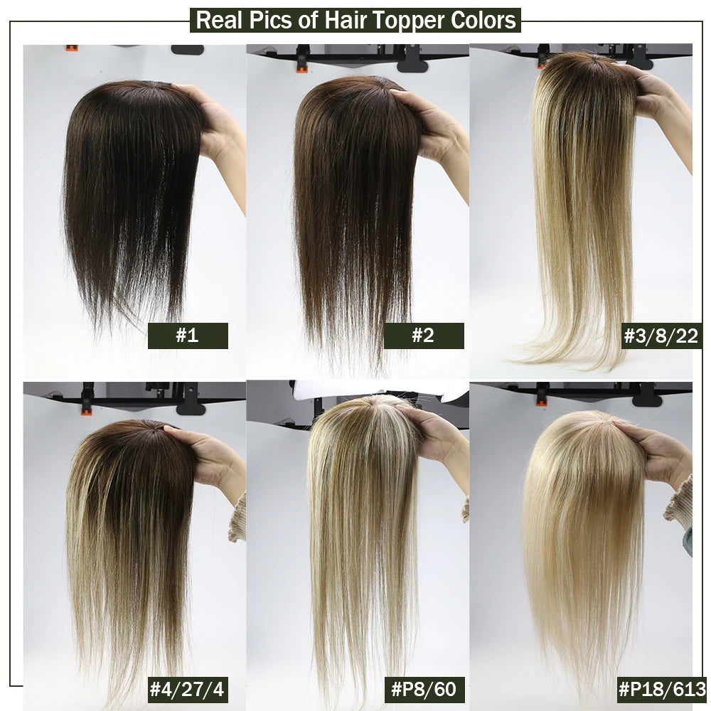 Hairpiece Mono Base Topper 100% Real Human Hair