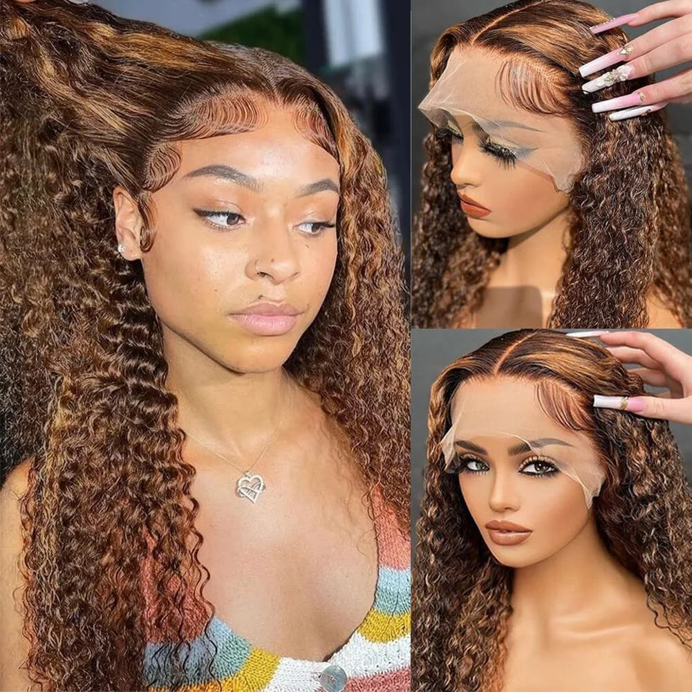 Highlight Lace Frontal Curly Human Hair