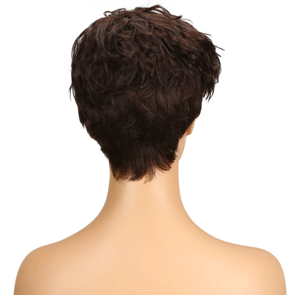 Pixie Cut Wavy Human Hair Wigs