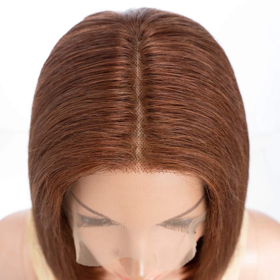 Straight Chocolate Brown Lace Front Human Hair Wig