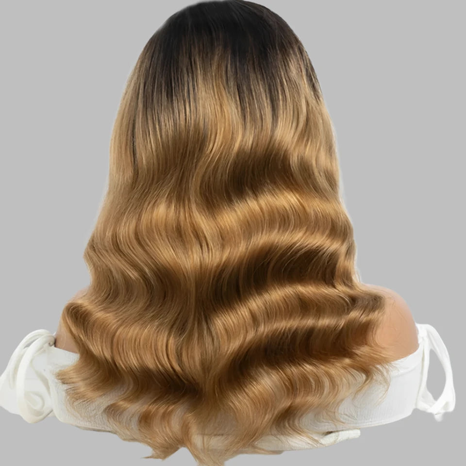 Gold Blonde Body Wave Human Hair With Bangs
