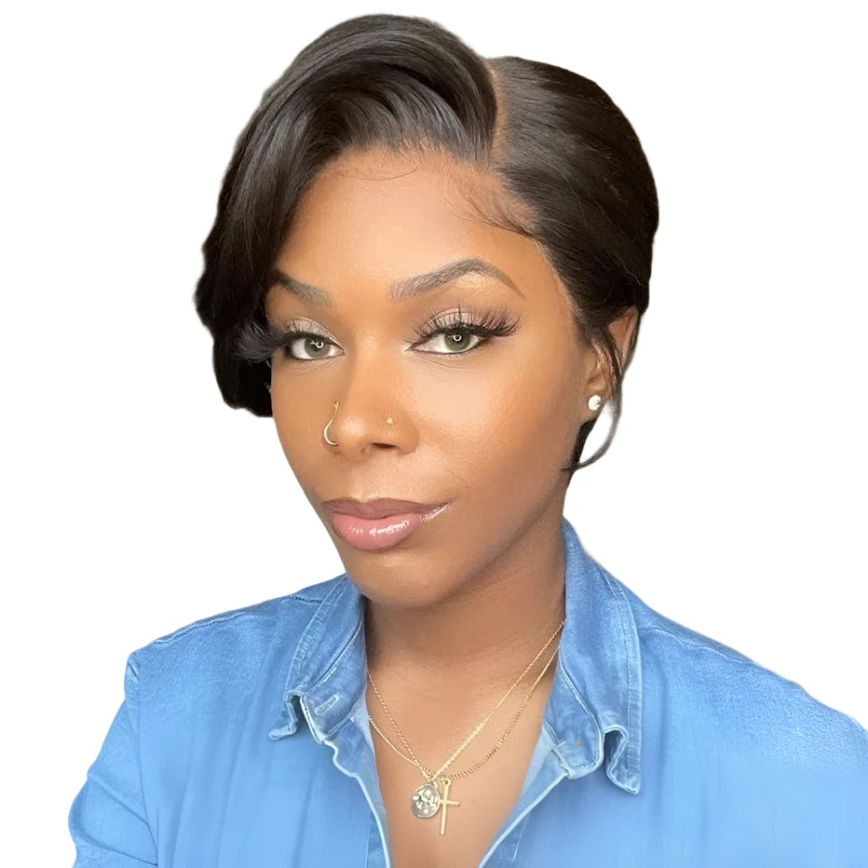 Straight Lace Part Pixie Human Hair Wig