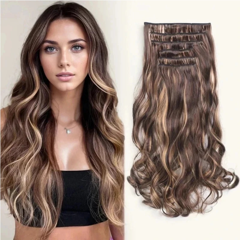 Clip in Synthetic Hair Wig Extensions