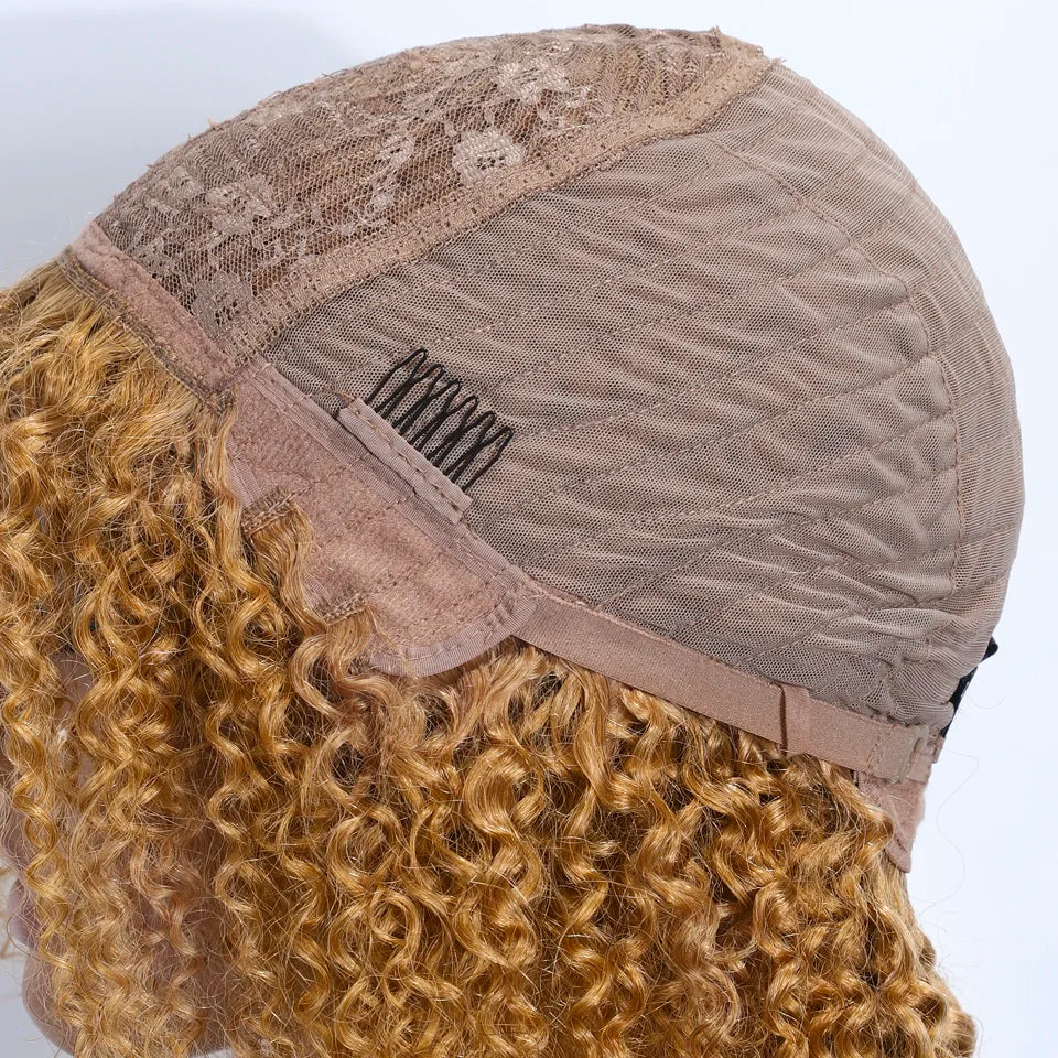 Blonde Afro Kinky Curly Human Hair Wig