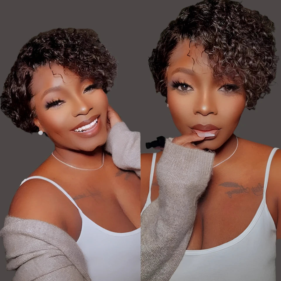 Kinky Curly Bob Part Lace Front Human Hair Wig