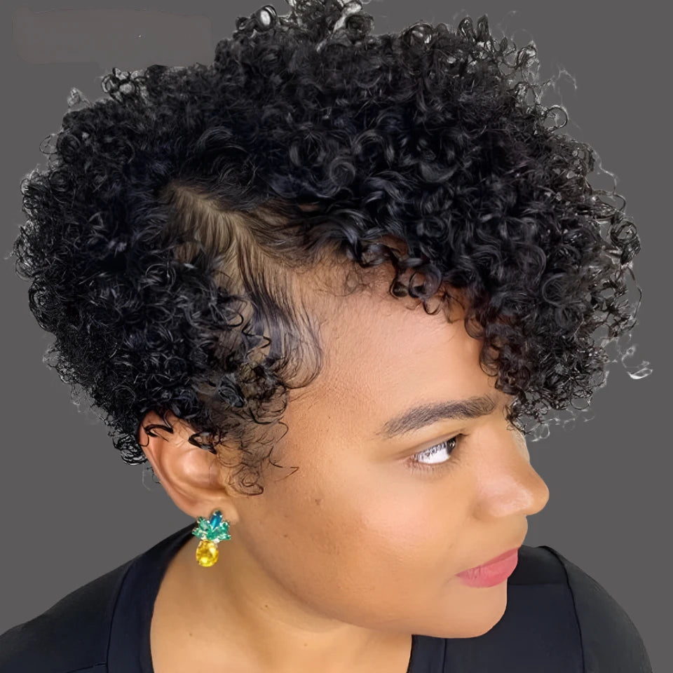 Kinky Curly Bob Part Lace Front Human Hair Wig