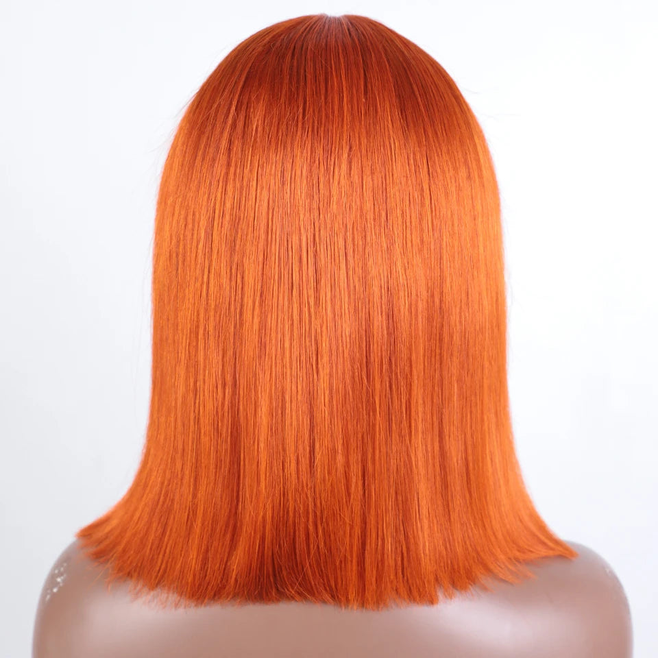 Short Orange Ginger Lace Front Human Hair Wig