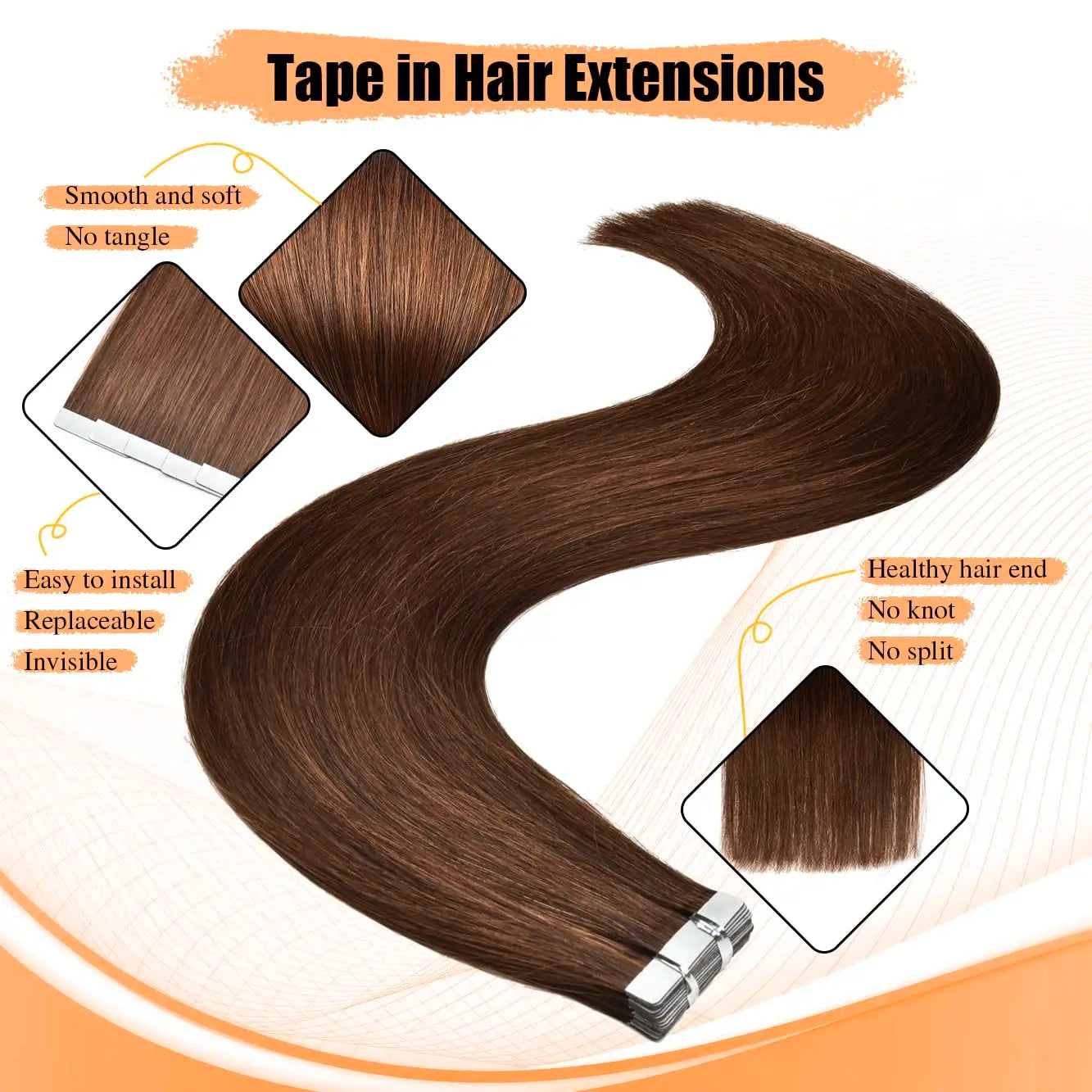 Tape In Straight Human Hair Extensions