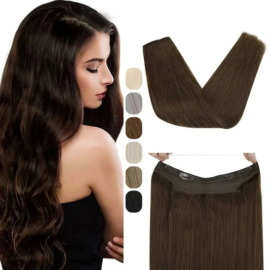 Natural Human Hair Extensions Fish Wire