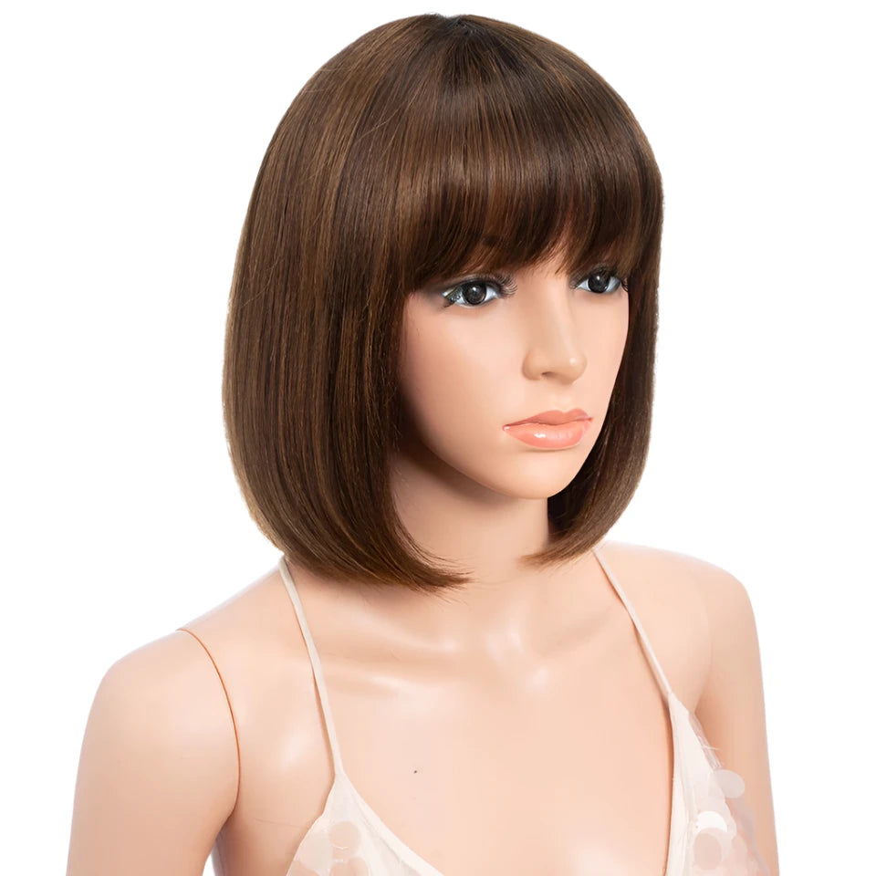 Straight Bob Human Hair Wigs With Bangs