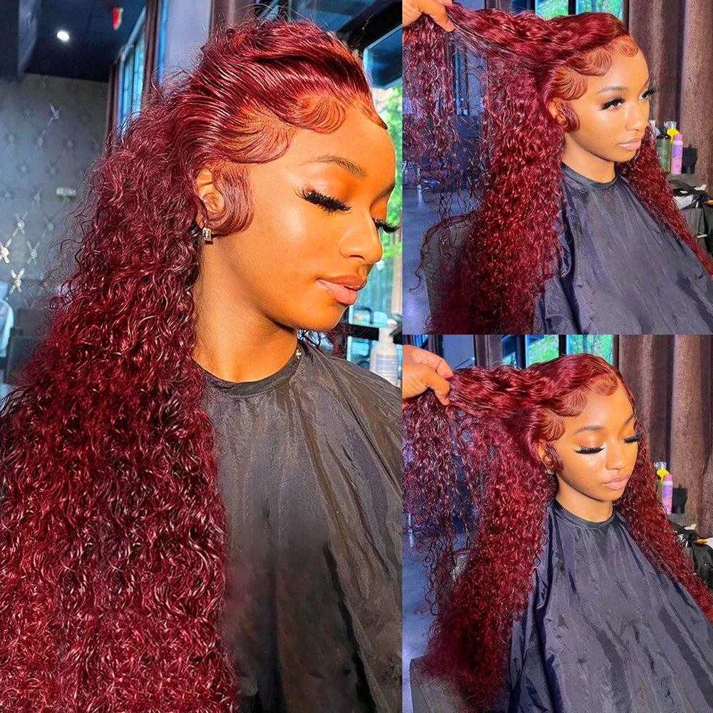 Burgundy Kinky Curly Lace Frontal Wig