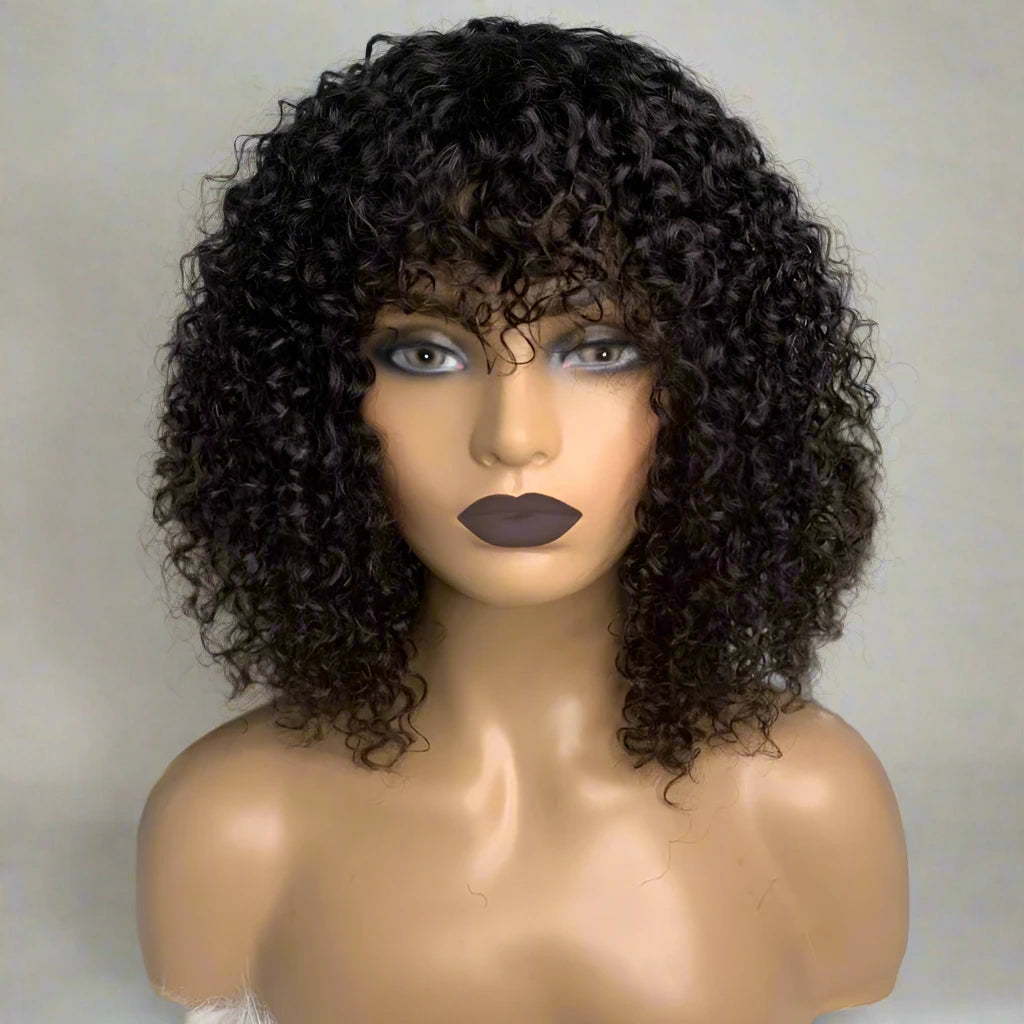 Kinky Curly Wig With Bangs