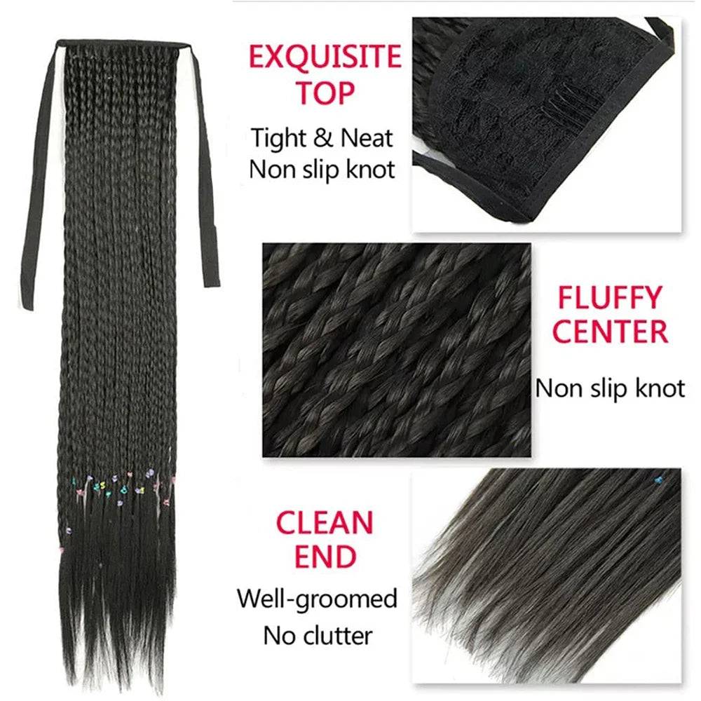 Natural Black Bundled FrenchTwisted Ponytails