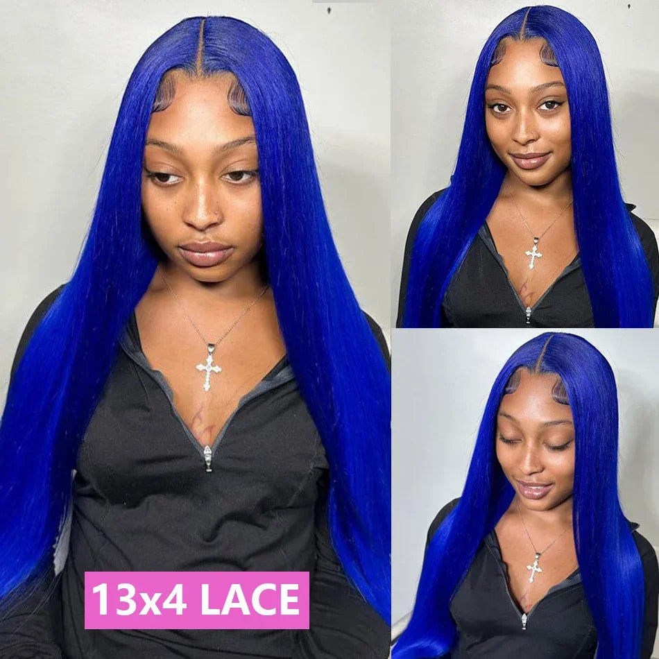 Navy Blue Lace Frontal Human Hair Wig