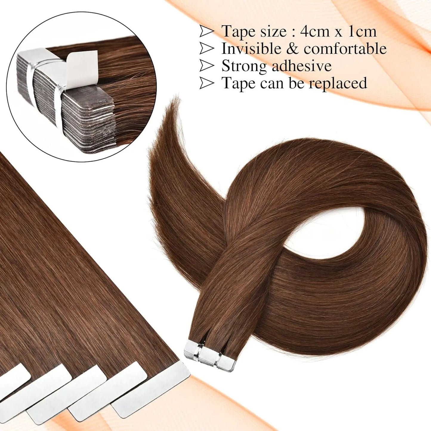 Tape In Straight Human Hair Extensions
