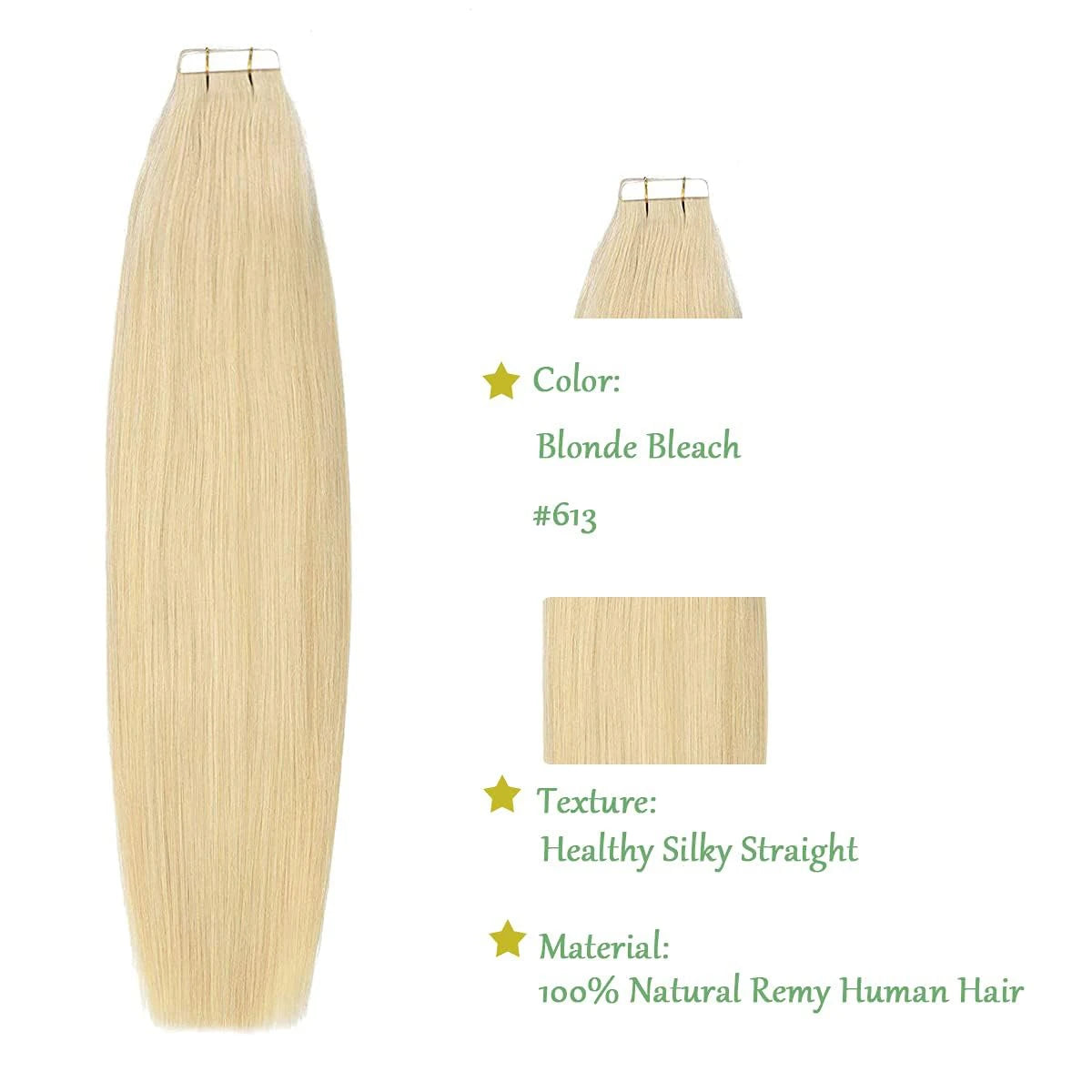 Bleach Blonde Tape In Hair Extensions
