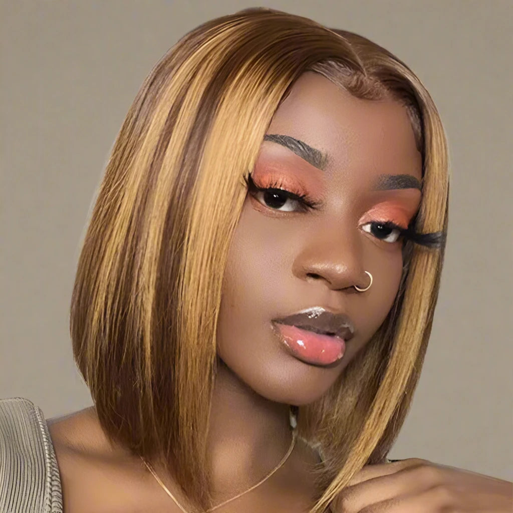 Straight Bob Wig T Part lace Human Hair