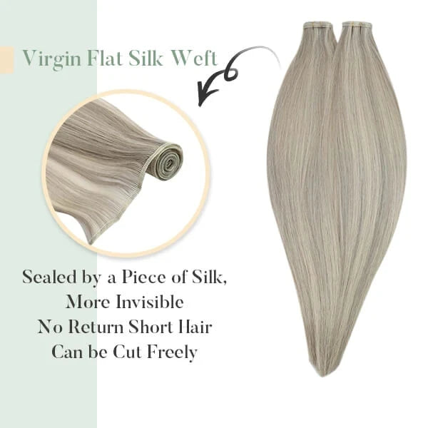 Virgin Human Hair Flat Silk Weft Hair Extensions