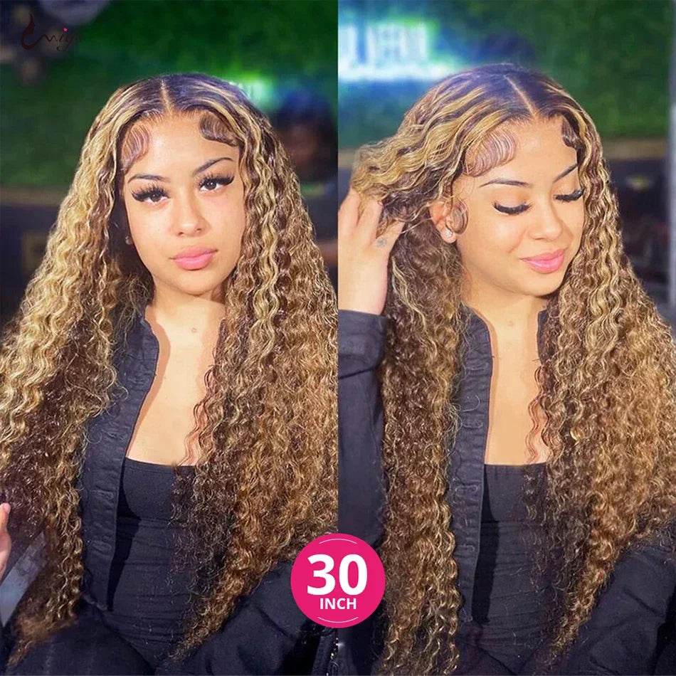 Highlight Lace Frontal Curly Human Hair
