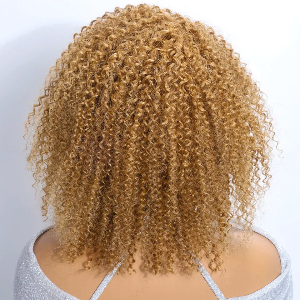 Blonde Afro Kinky Curly Human Hair Wig
