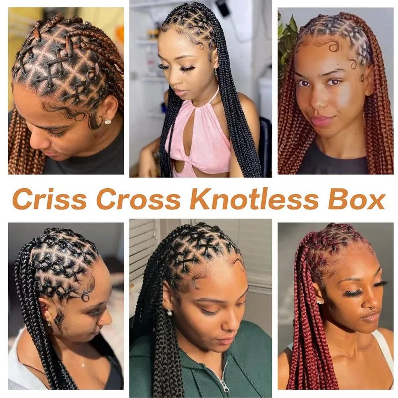 Full Lace Frontal Criss Cross Knotless Braids Wigs