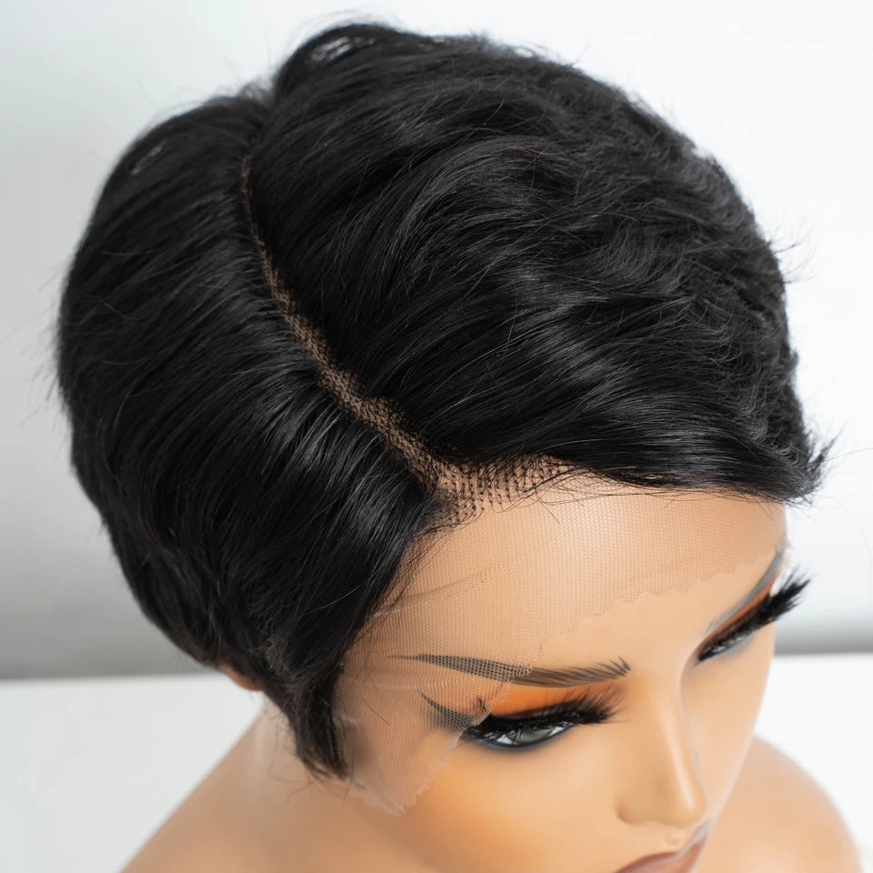 Pixie Lace Front Human Hair Wigs