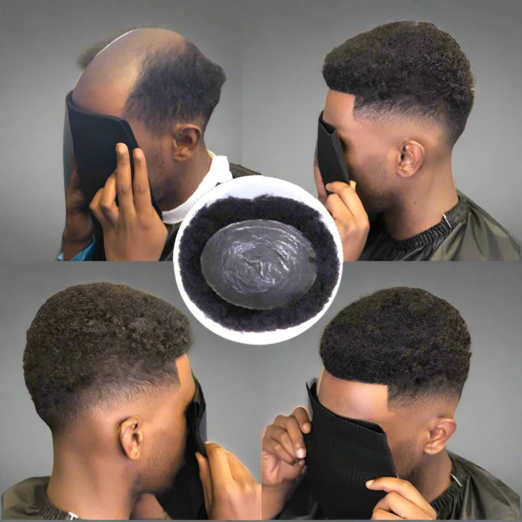 Mens Afro Toupee 100% Human Hair