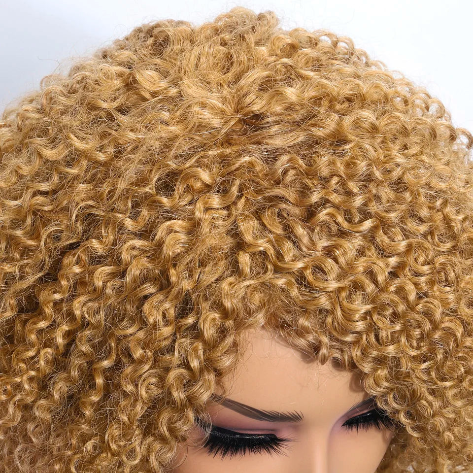 Blonde Afro Kinky Curly Human Hair Wig