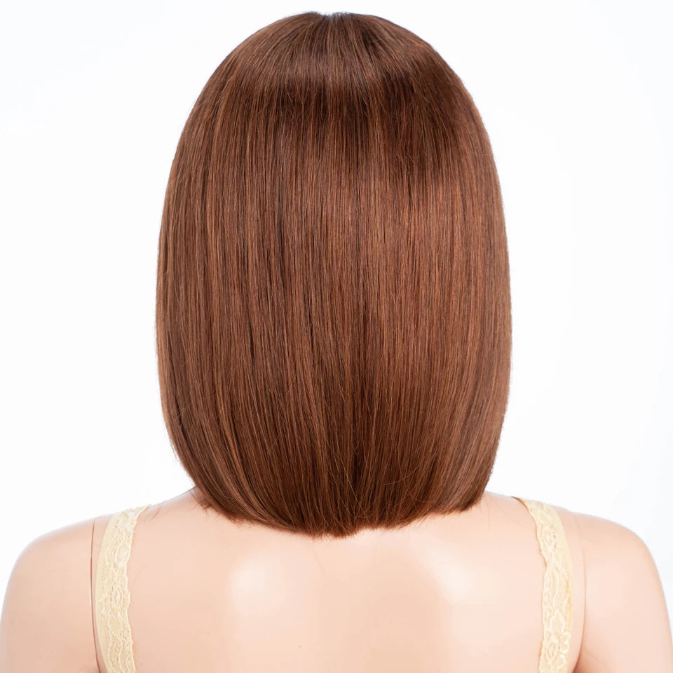 Straight Chocolate Brown Lace Front Human Hair Wig