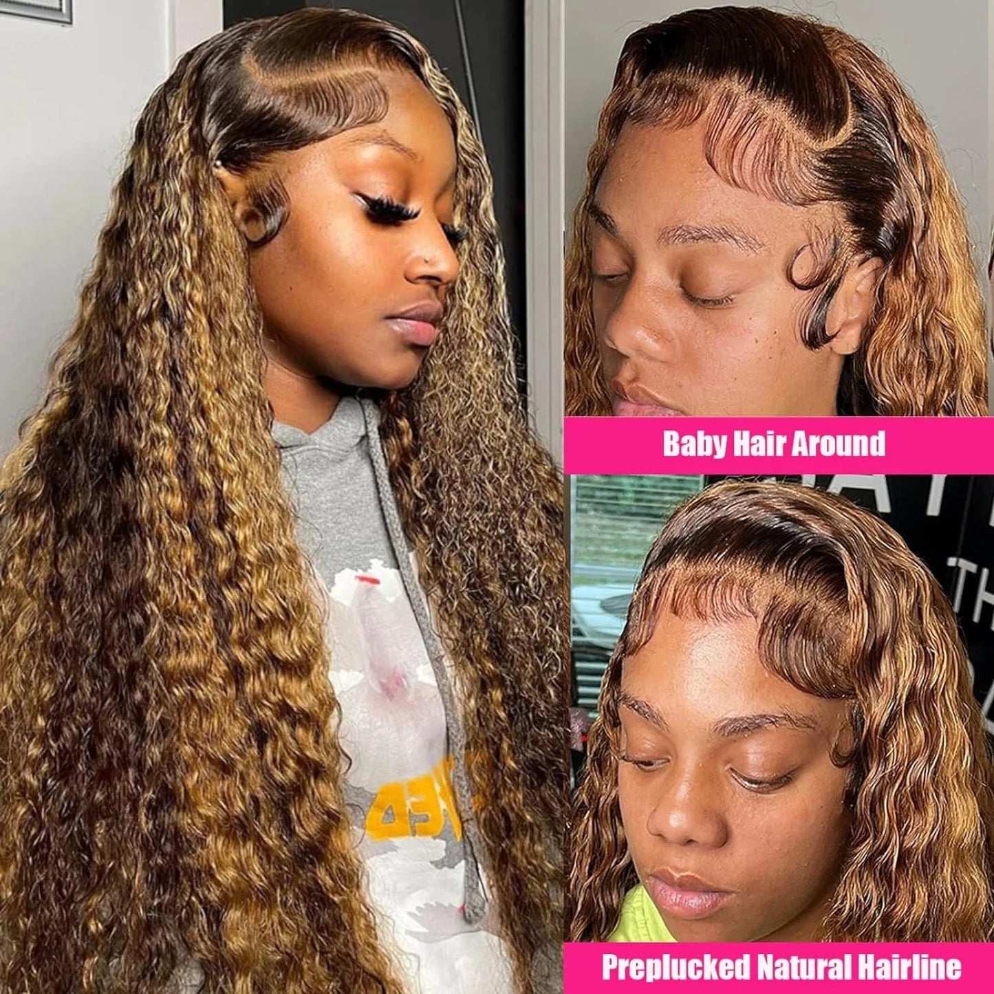 Highlight Lace Frontal Curly Human Hair