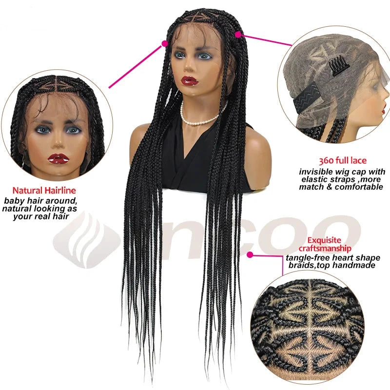Long 36'' Heart Part Braided Wigs