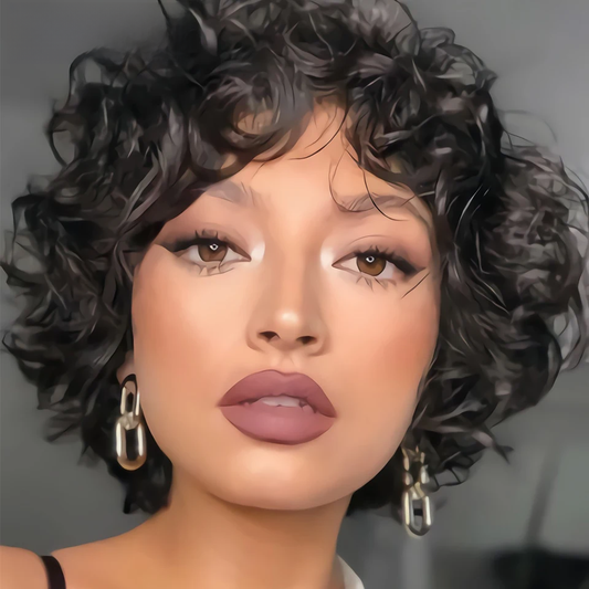 Pixie Kinky Curly  Human Hair Wigs