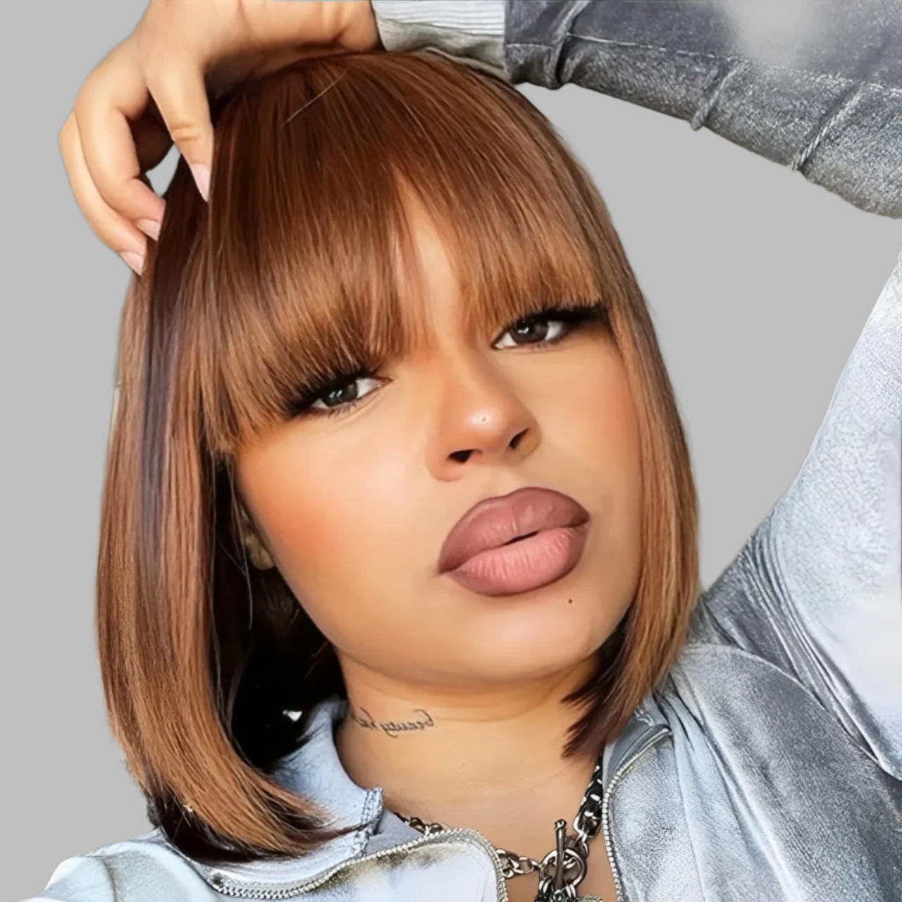 Straight Bob Human Hair Wigs With Bangs