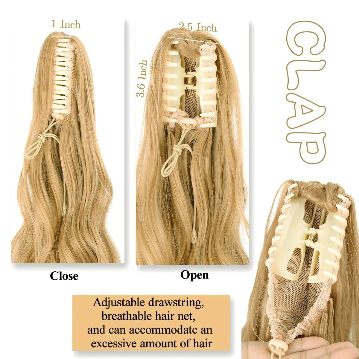 Ponytail Claw Clip H Air Extensions
