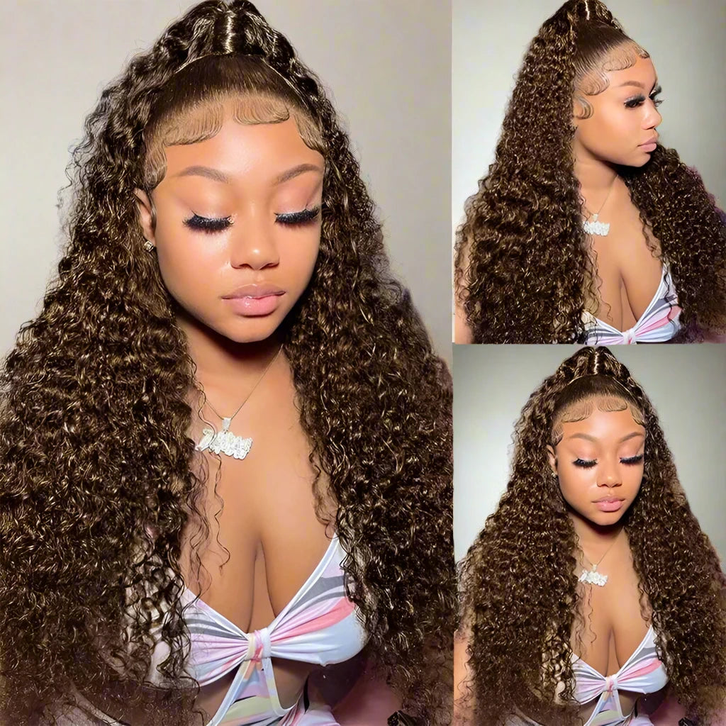 Chocolate Brown Kinky Curly Lace Frontal