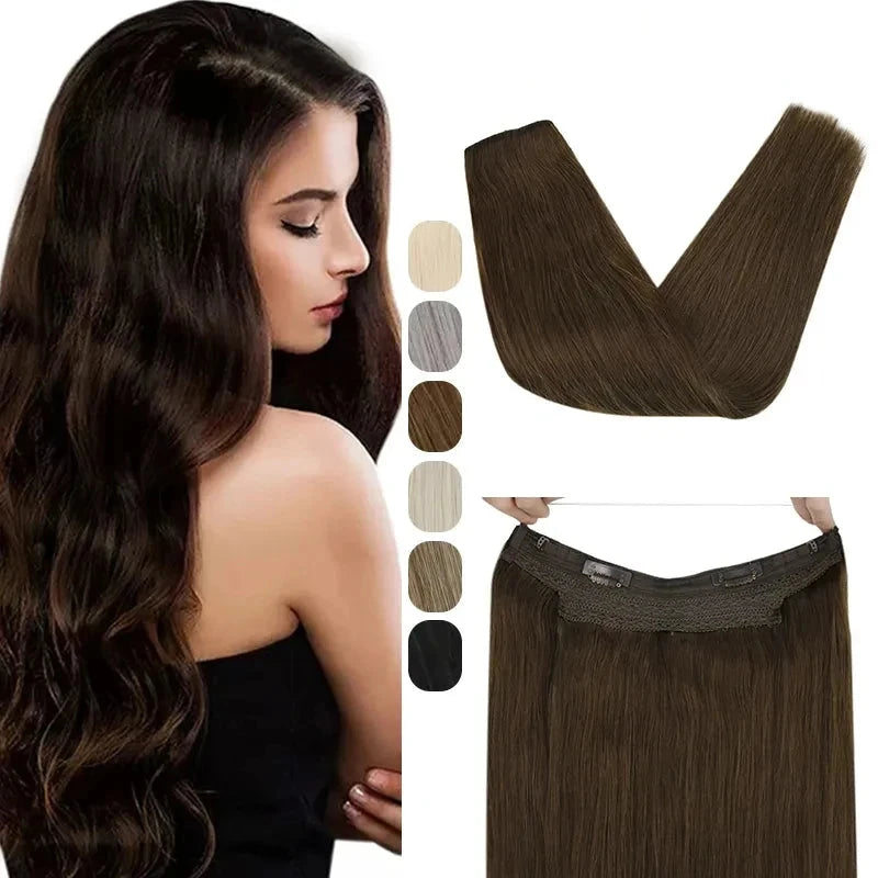 Natural Human Hair Extensions Fish Wire