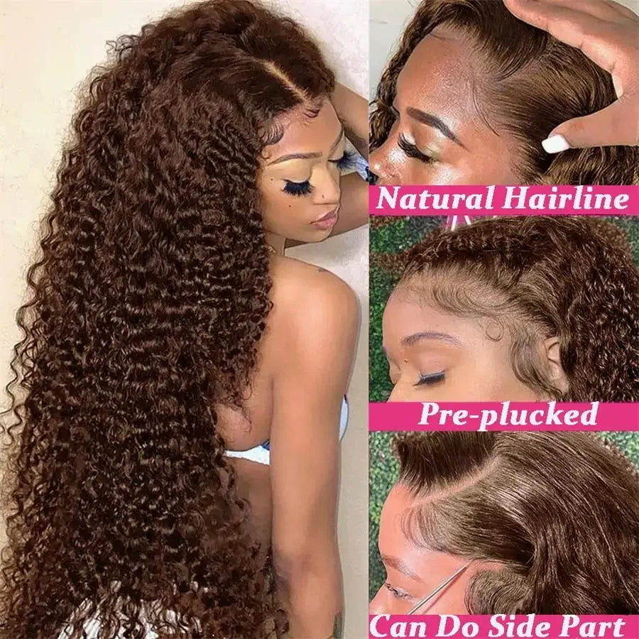Chocolate Brown Kinky Curly Lace Frontal